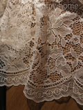 ISABELLE Rose Patterned Cream Lace Curtain Panel | Scalloped Bottom | Custom Size
