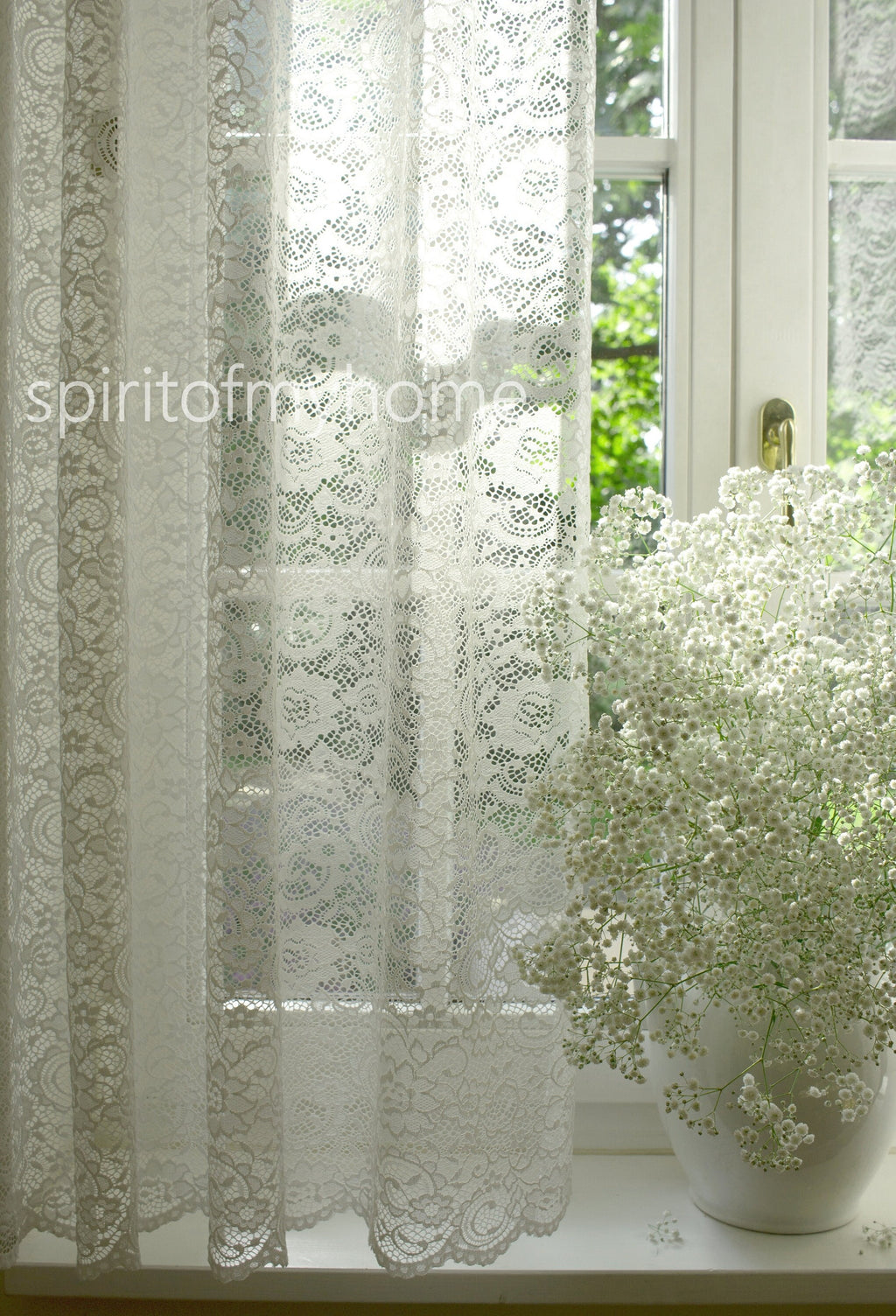 VIVIAN'' Premium Quality Real French Lace Pearl White color Full Lenght  Lace  Curtain Sale By the Panel or Custom