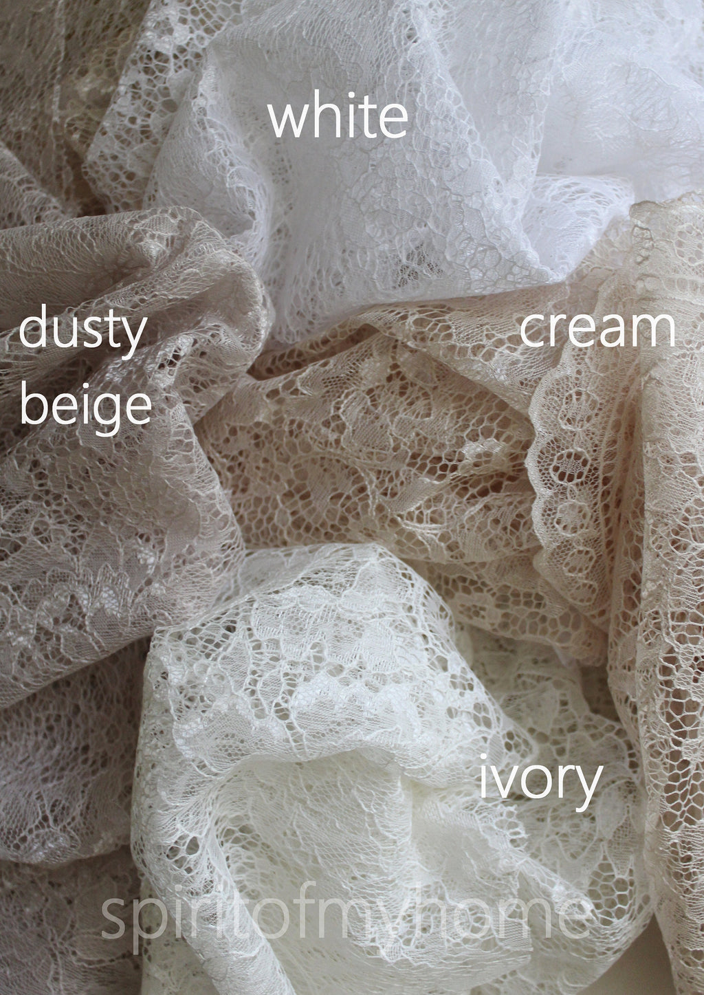ISABELLE Charming  Rose Patterned  Cream Colored W114"  French Net Lace Curtain Sale By the Yard or Made To Order