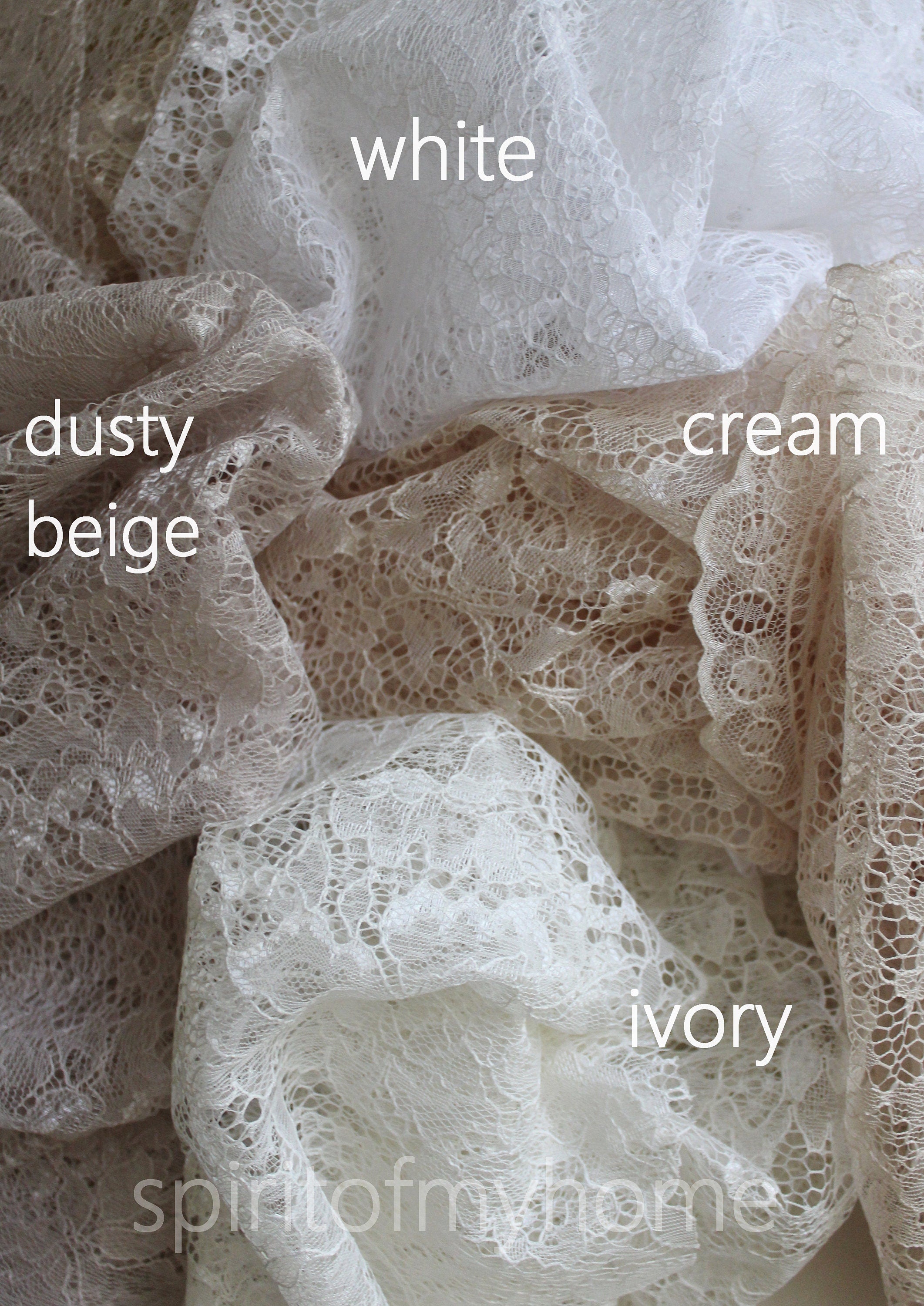 ISABELLE Charming  Rose Patterned  Cream Colored W114"  French Net Lace Curtain Sale By the Yard or Made To Order