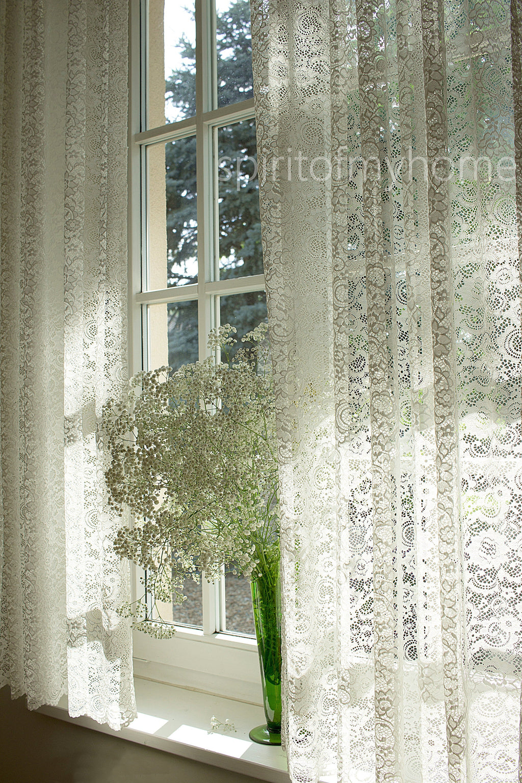 VIVIAN Premium French Lace Curtain Panel | Pearl White | Scalloped Bottom | Custom Size
