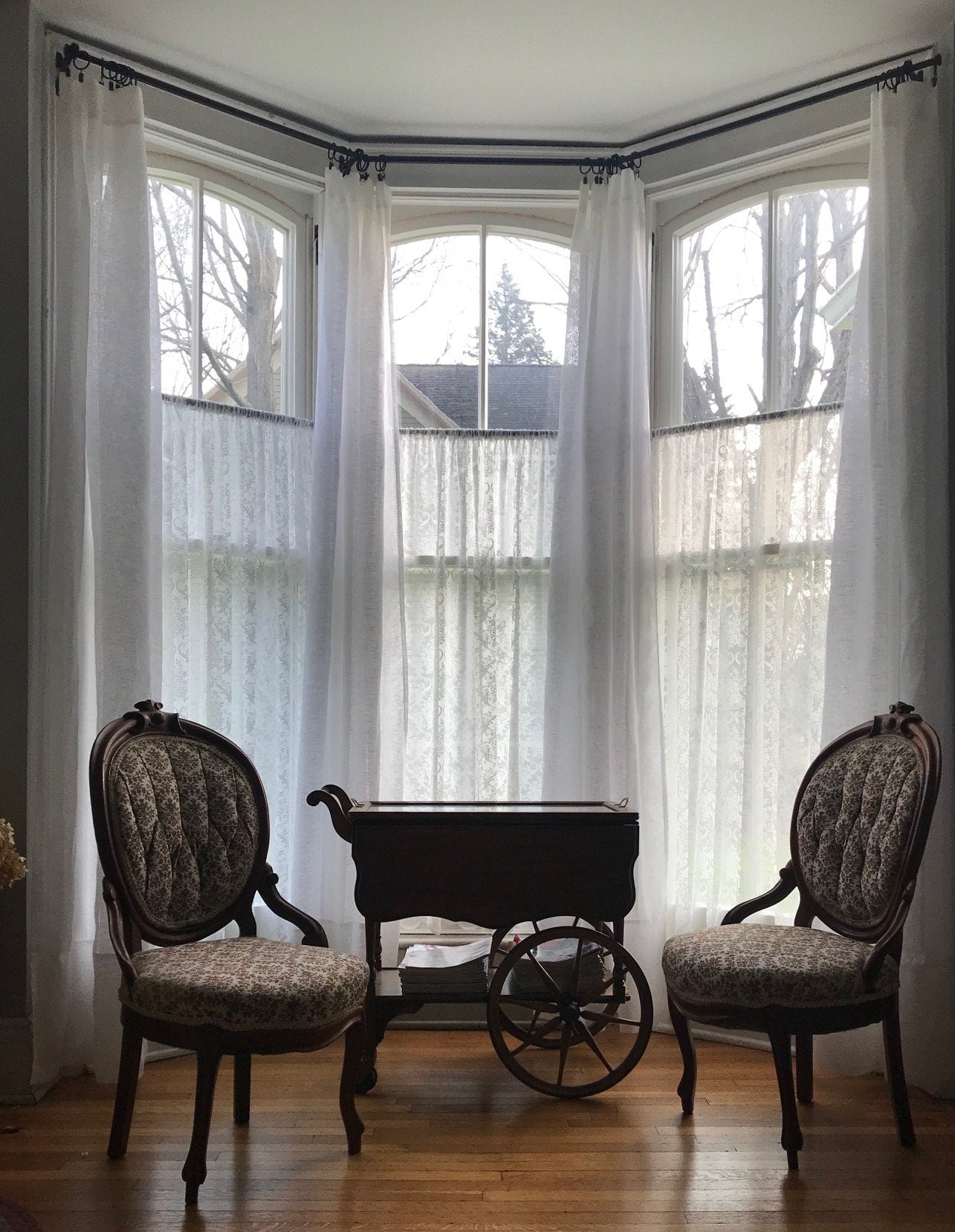 JOSEPHINE' One panel Fine French Embroidered Natural White Ivory/Beige Color Full Lenght  Lace  Curtain Sale By the Panel or Custom (Másolat)