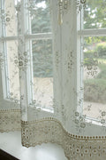 MONICA  Handmade Ivory Lace Curtain Panel | Heavy Macrame Trim | Custom Size