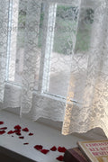 ISABELLE Charming  Rose Patterned  Cream Colored W114"  French Net Lace Curtain Sale By the Yard or Made To Order