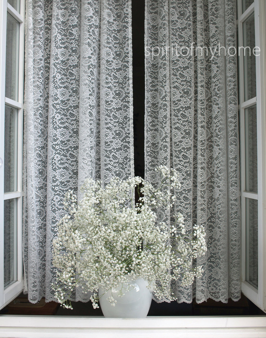 VIVIAN'' Premium Quality Real French Lace Pearl White color Full Lenght  Lace  Curtain Sale By the Panel or Custom