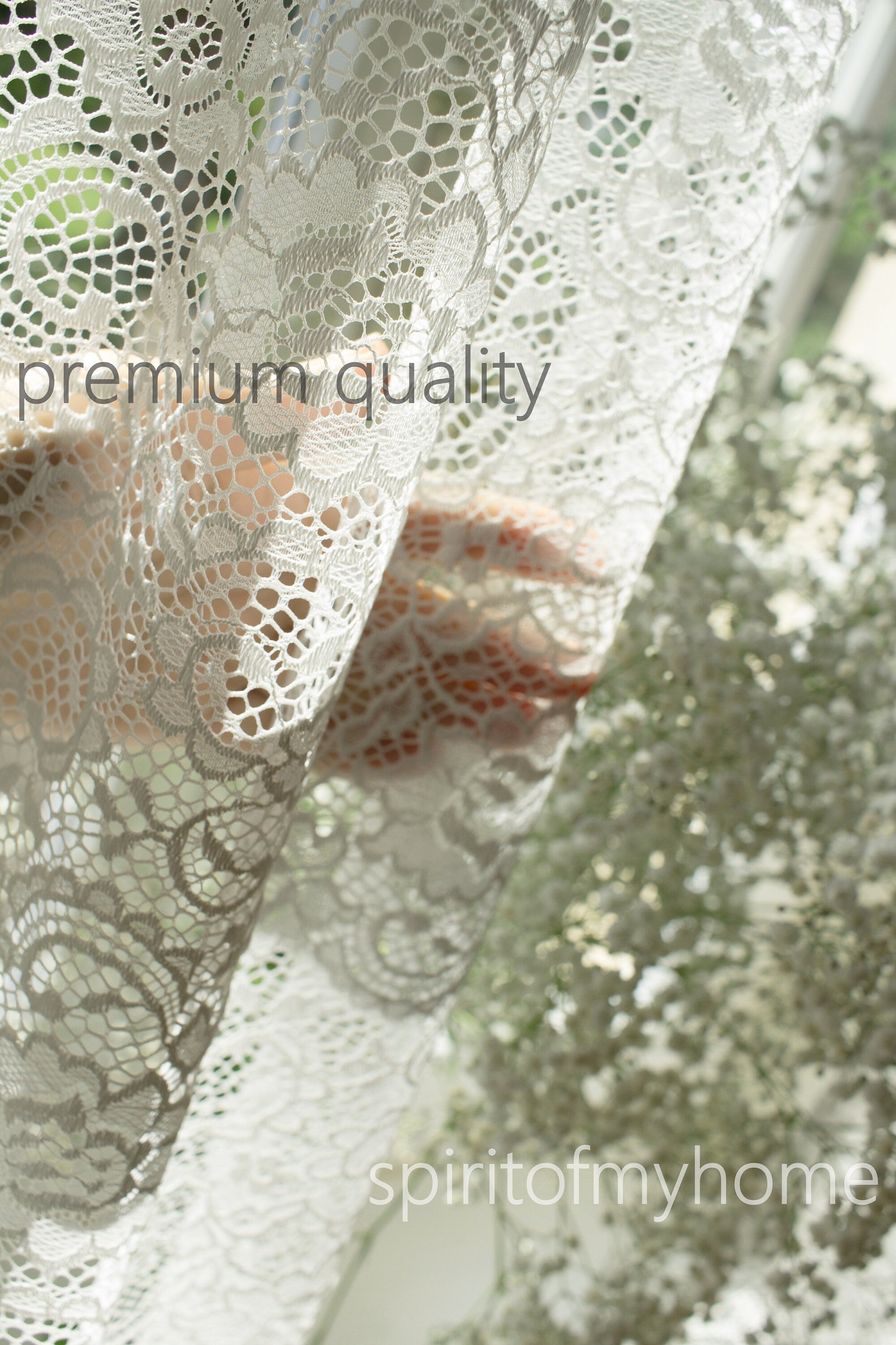 VIVIAN'' Premium Quality Real French Lace Pearl White color Full Lenght  Lace  Curtain Sale By the Panel or Custom