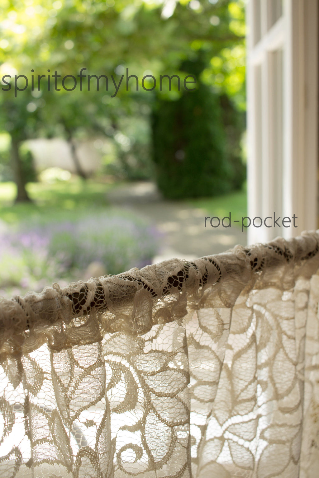 YVETTE Handmade Cream Lace Curtain Panel | Heavy Macrame Trim | Custom Size