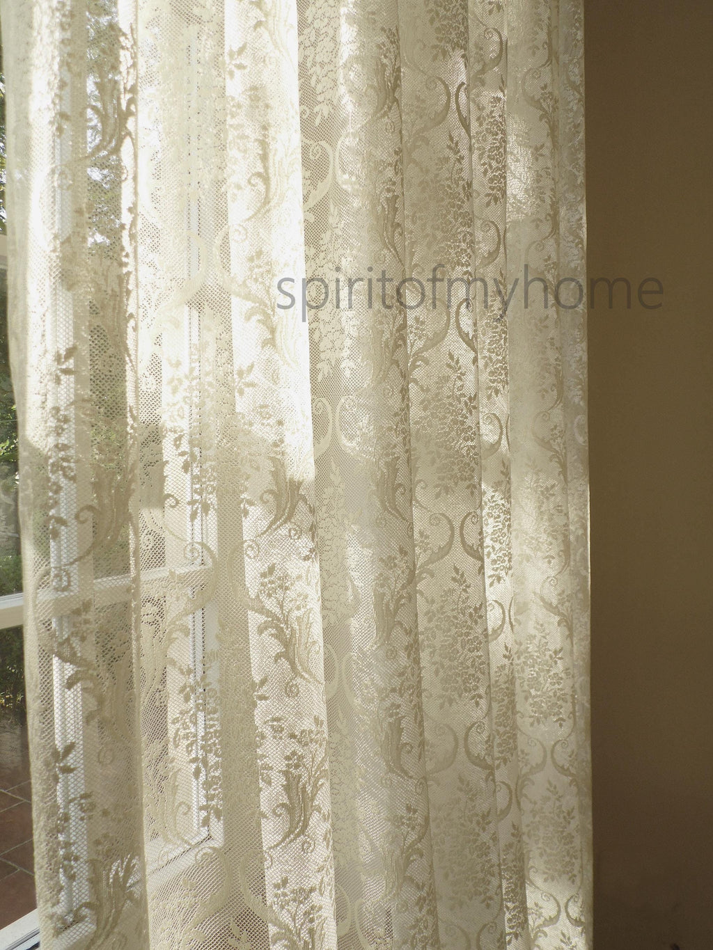 JOSEPHINE' One panel Fine French Embroidered Natural White Ivory/Beige Color Full Lenght  Lace  Curtain Sale By the Panel or Custom (Másolat)