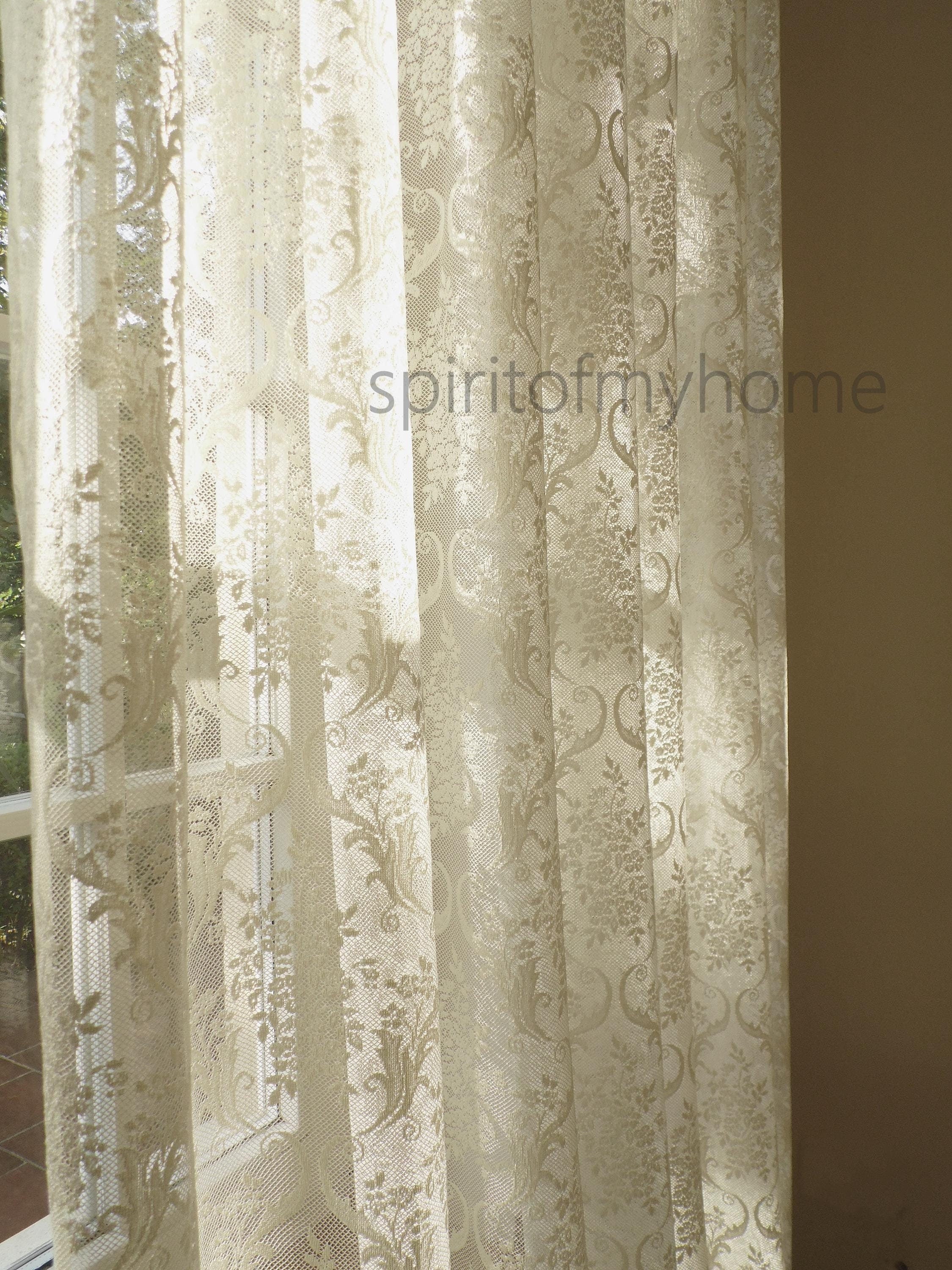 JOSEPHINE' One panel Fine French Embroidered Natural White Ivory/Beige Color Full Lenght  Lace  Curtain Sale By the Panel or Custom (Másolat)
