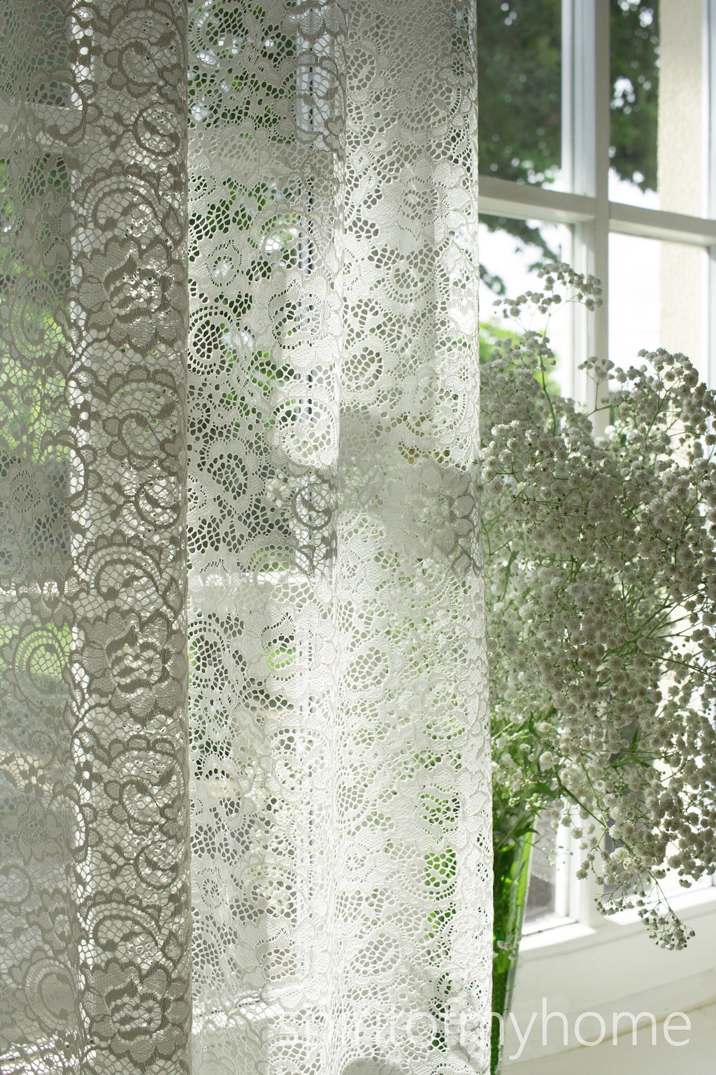 VIVIAN'' Premium Quality Real French Lace Pearl White color Full Lenght  Lace  Curtain Sale By the Panel or Custom
