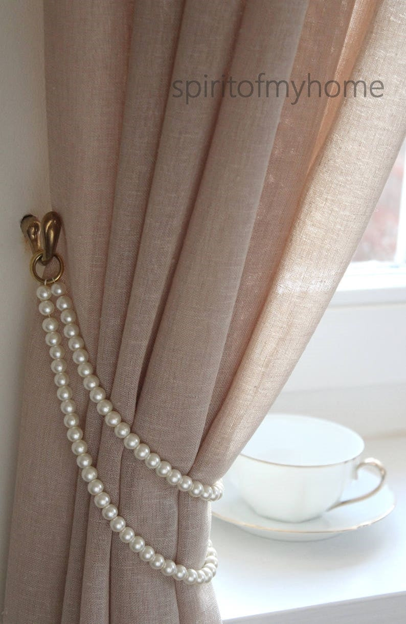 TAMMY Premium Czech Pearl Curtain Tieback | Handmade | White, Ivory
