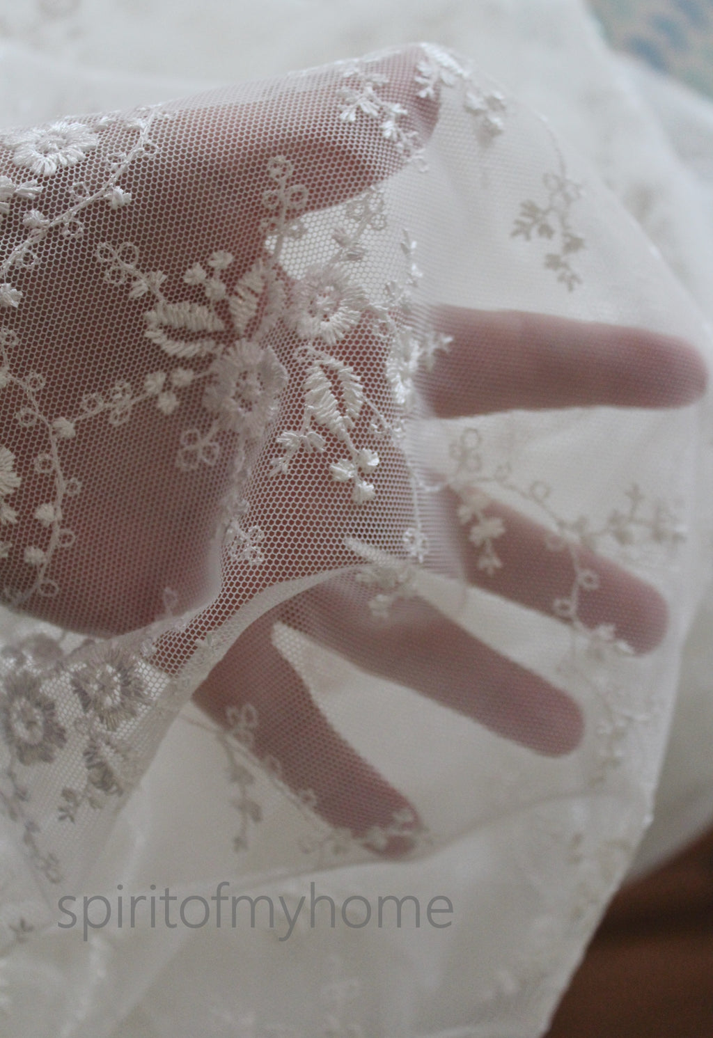 MONICA  Handmade Ivory Lace Curtain Panel | Scalloped Edge | Custom Size