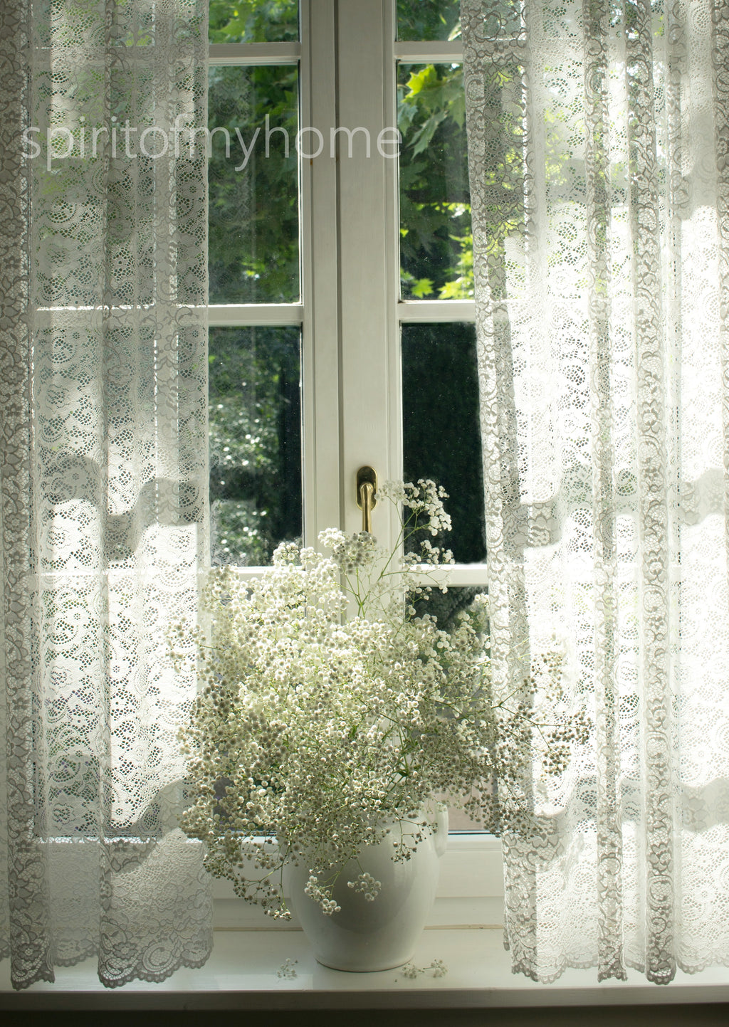 VIVIAN'' Premium Quality Real French Lace Pearl White color Full Lenght  Lace  Curtain Sale By the Panel or Custom