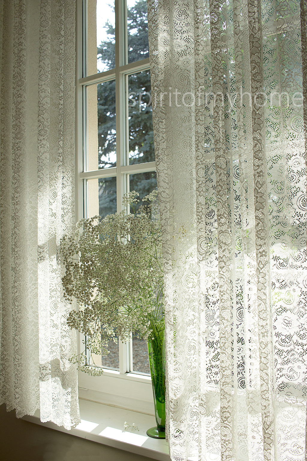 VIVIAN'' Premium Quality Real French Lace Pearl White color Full Lenght  Lace  Curtain Sale By the Panel or Custom