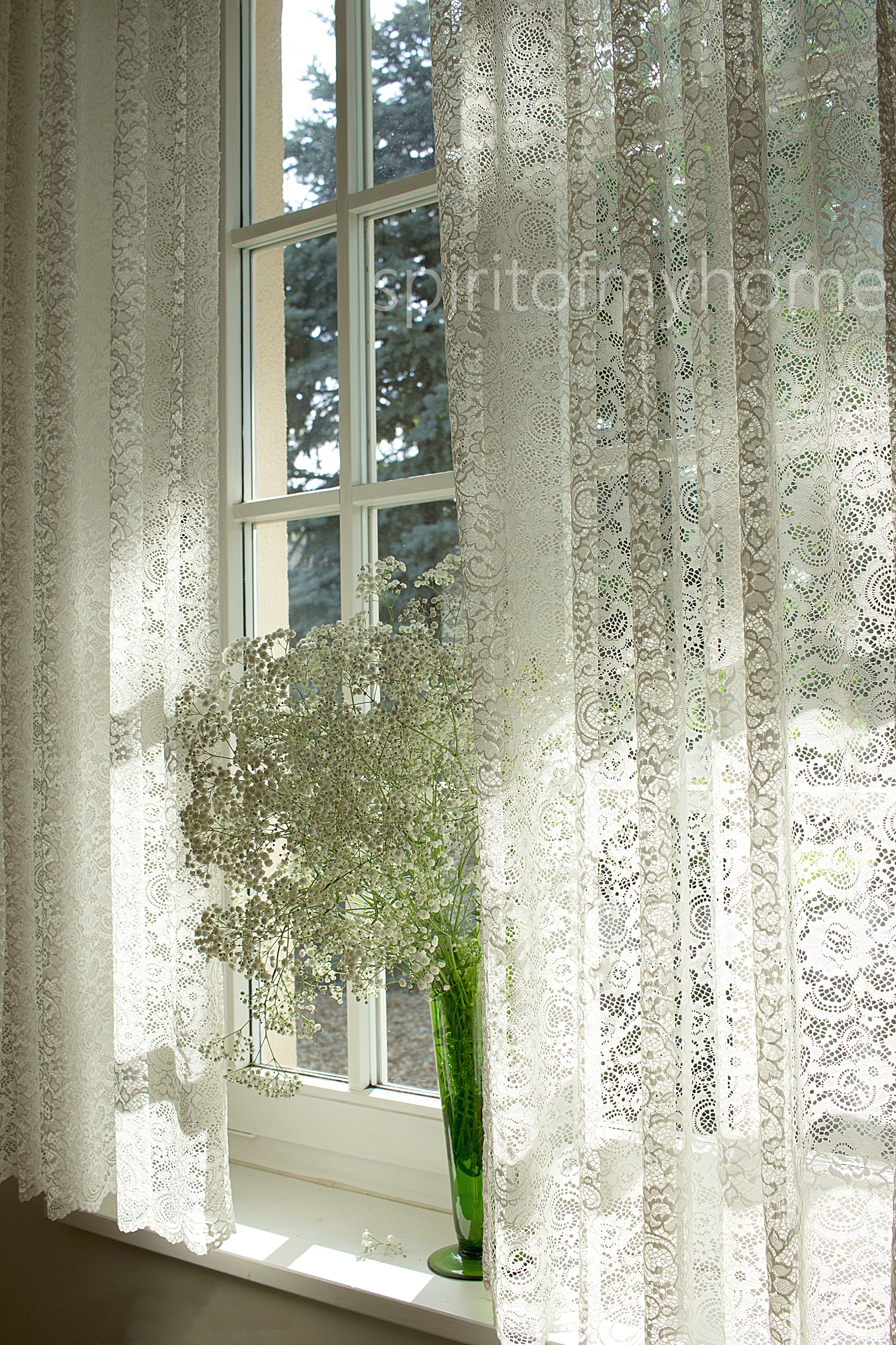 VIVIAN'' Premium Quality Real French Lace Pearl White color Full Lenght  Lace  Curtain Sale By the Panel or Custom