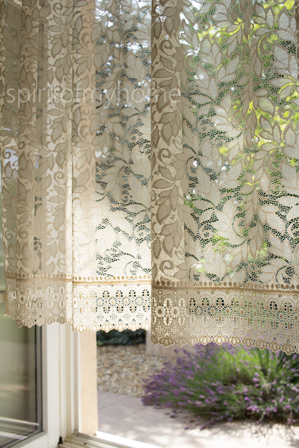 YVETTE Handmade Cream Lace Curtain Panel | Heavy Macrame Trim | Custom Size