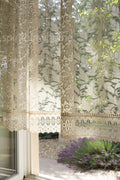 YVETTE Handmade Cream Lace Curtain Panel | Heavy Macrame Trim | Custom Size