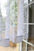 ESTÉE' Fabulously Well Dropped Handmade White lace Curtain with Macrame Lace trim  Sale By the Panel or Custom
