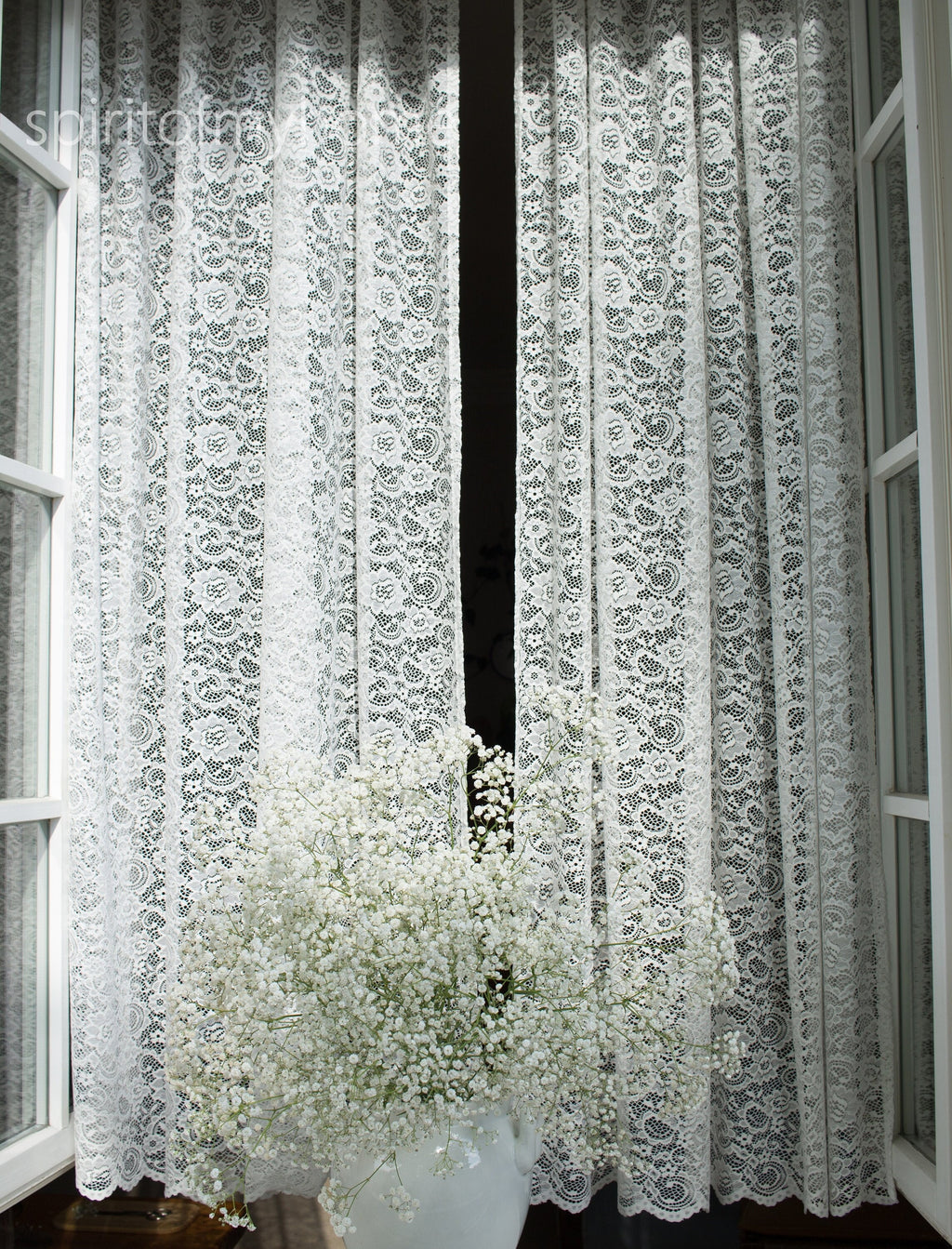 VIVIAN Premium French Lace Curtain Panel | Pearl White | Scalloped Bottom | Custom Size
