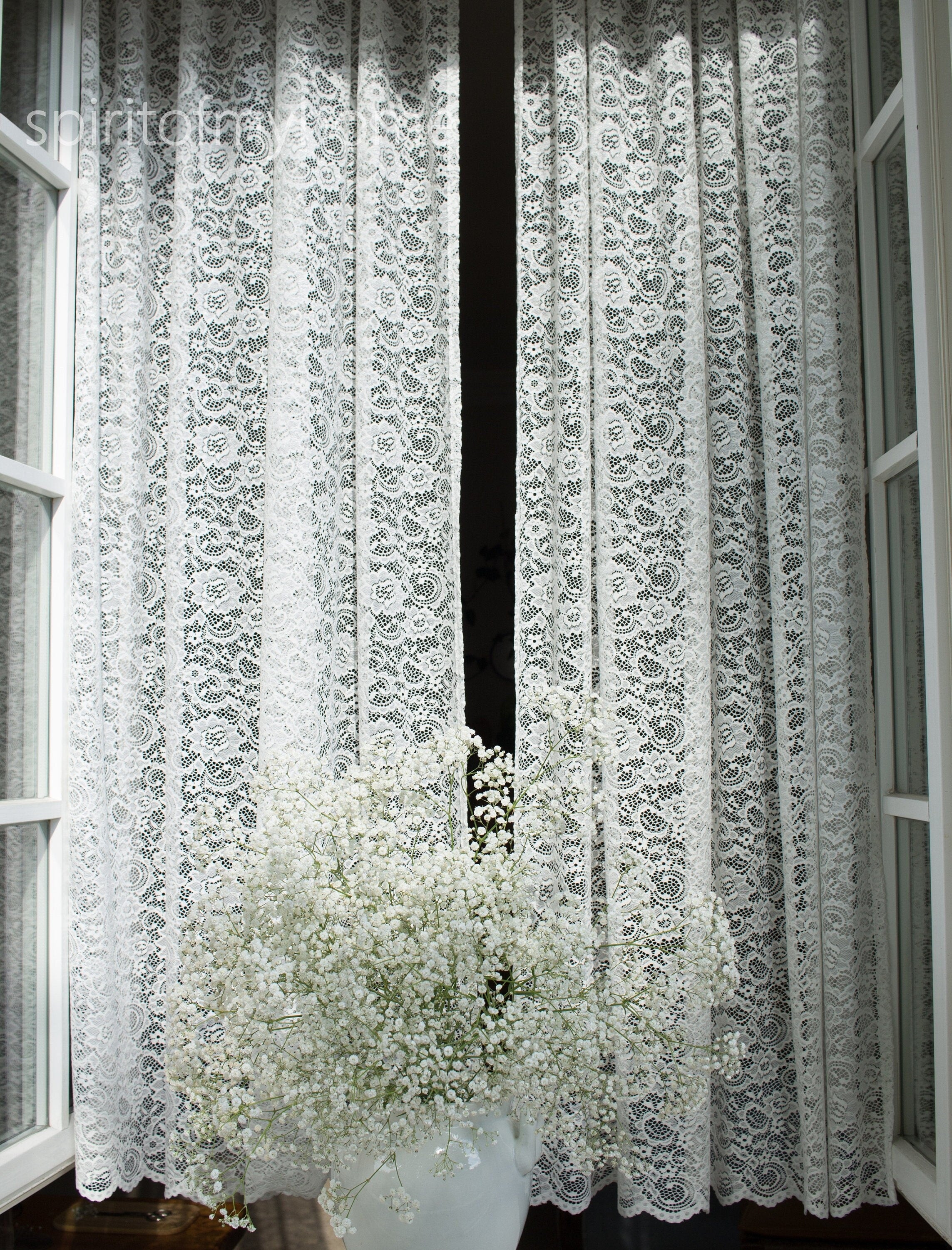 VIVIAN Premium French Lace Curtain Panel | Pearl White | Scalloped Bottom | Custom Size