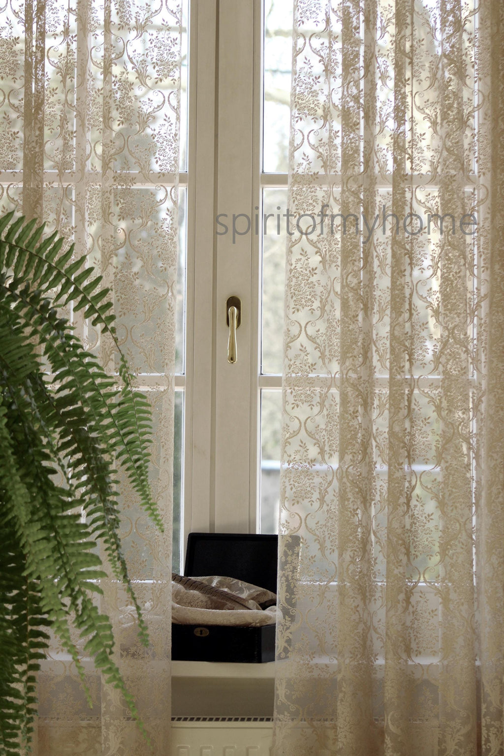 JOSEPHINE' One panel Fine French Embroidered Natural White Ivory/Beige Color Full Lenght  Lace  Curtain Sale By the Panel or Custom (Másolat)