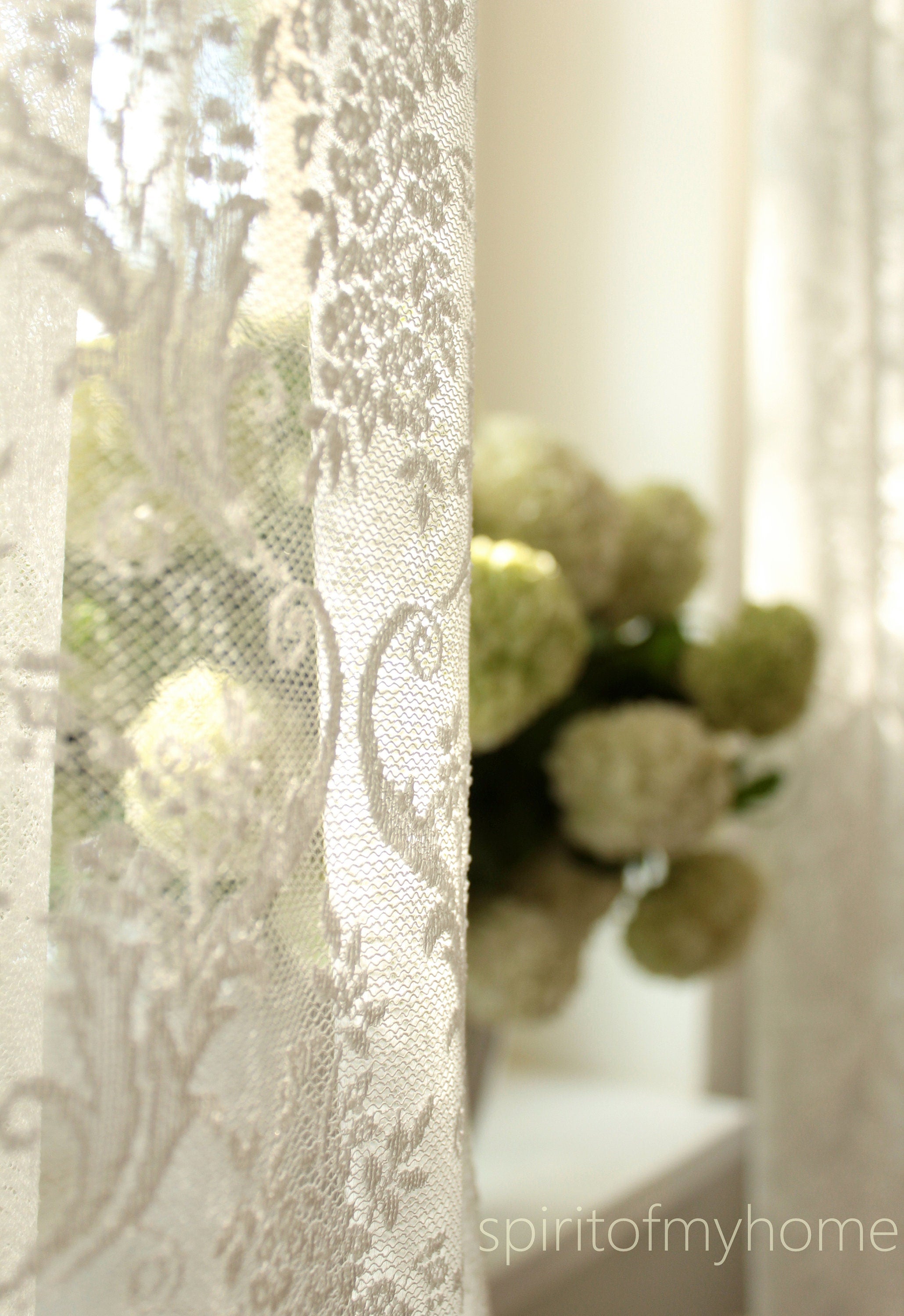 JOSEPHINE' One panel Fine French Embroidered Natural White Ivory/Beige Color Full Lenght  Lace  Curtain Sale By the Panel or Custom