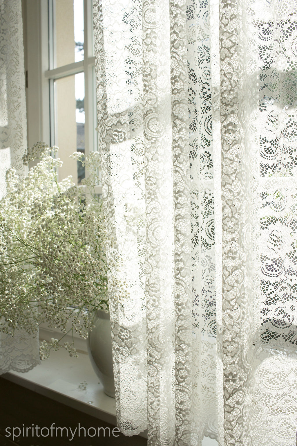 VIVIAN'' Premium Quality Real French Lace Pearl White color Full Lenght  Lace  Curtain Sale By the Panel or Custom