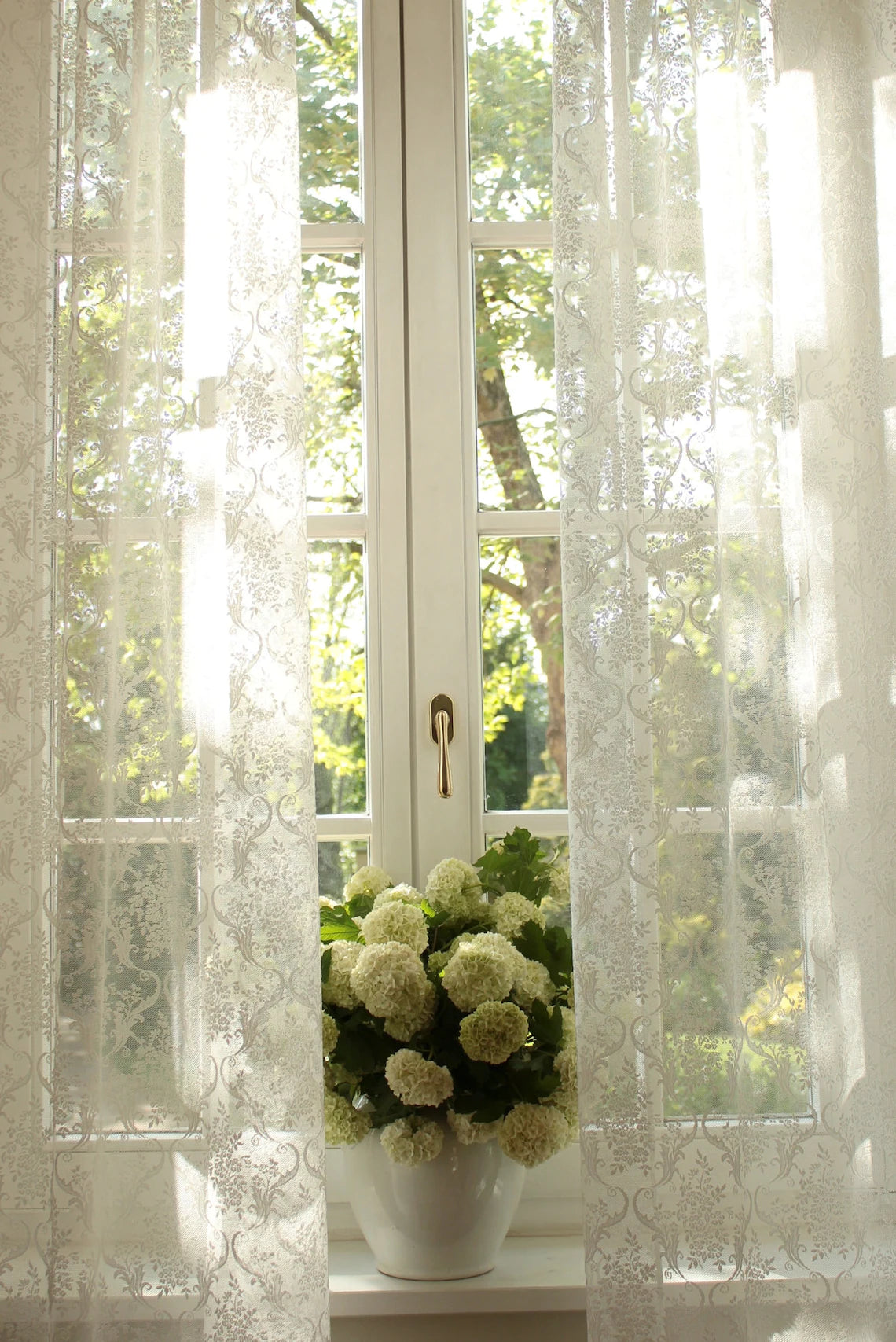 JOSEPHINE' One panel Fine French Embroidered Natural White Ivory/Beige Color Full Lenght  Lace  Curtain Sale By the Panel or Custom